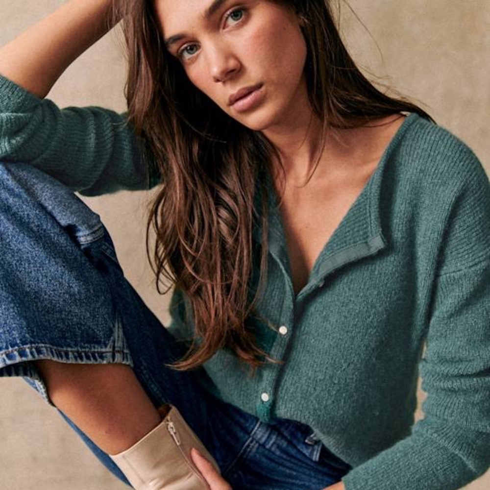 Sezane Sage Gaspard Cardigan V-Neck Button-Up